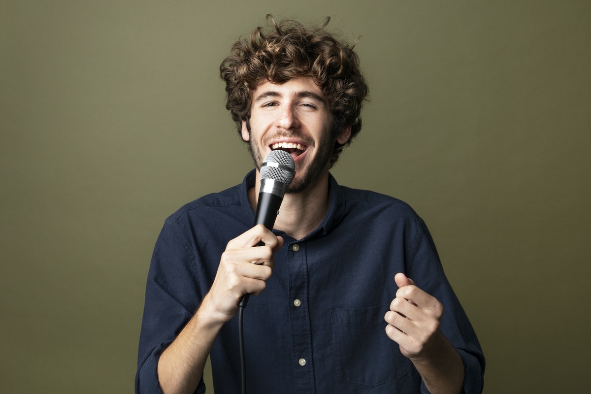 Man singing and enjoying karaoke