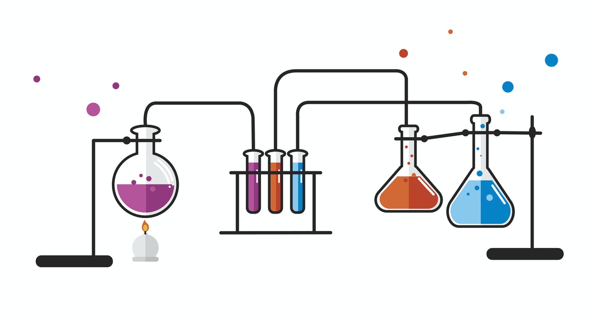 Illustration of chemistry laboratory instruments set