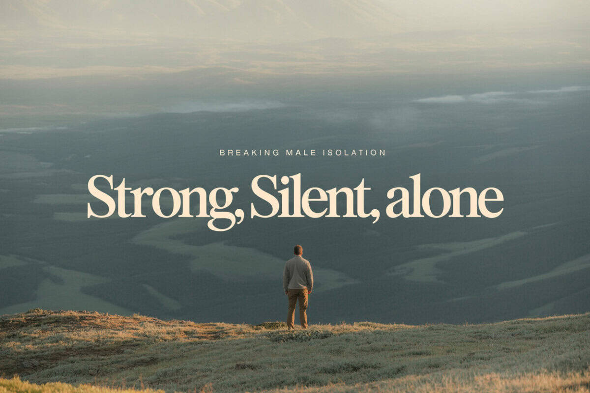 Man standing alone on a mountain overlooking a vast landscape, symbolizing men's recovery and streng.