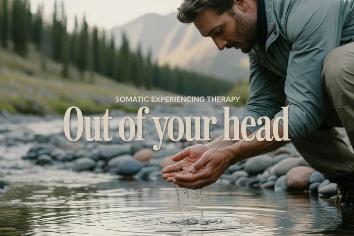Man practicing water therapy outdoors for men's recovery and mental health improvement.
